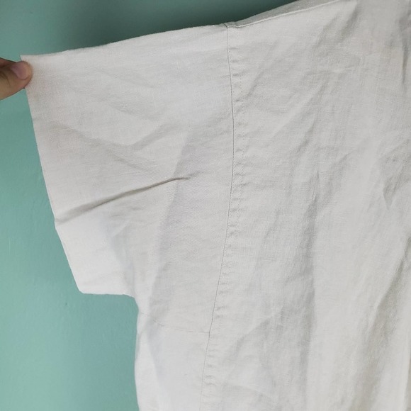 J. Jill Women's PureJill White Linen Boxy Short Sleeve Shirt Size XL - Picture 4 of 6